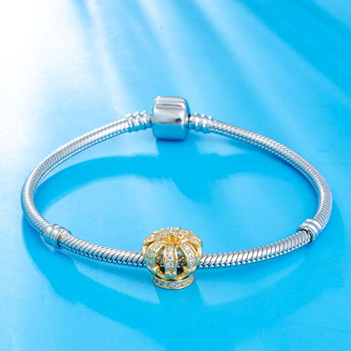 Gold Crown Beads Charm 925 Sterling Silver Beads Fit for DIY Charm Bracelet & Necklac3