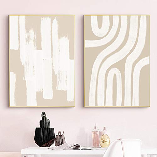 Peinture toile impression boho neutre grand format 70x100cm pour décoration murale