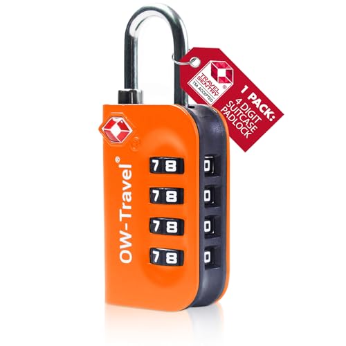 OW-Travel Lucchetto Combinazione Valigia TSA 4 Cifre per Valigie e Bagagli da Viaggio. Lucchetto con Combinazione per Armadietto Palestra. Serratura a Arancia 1 Pezzo