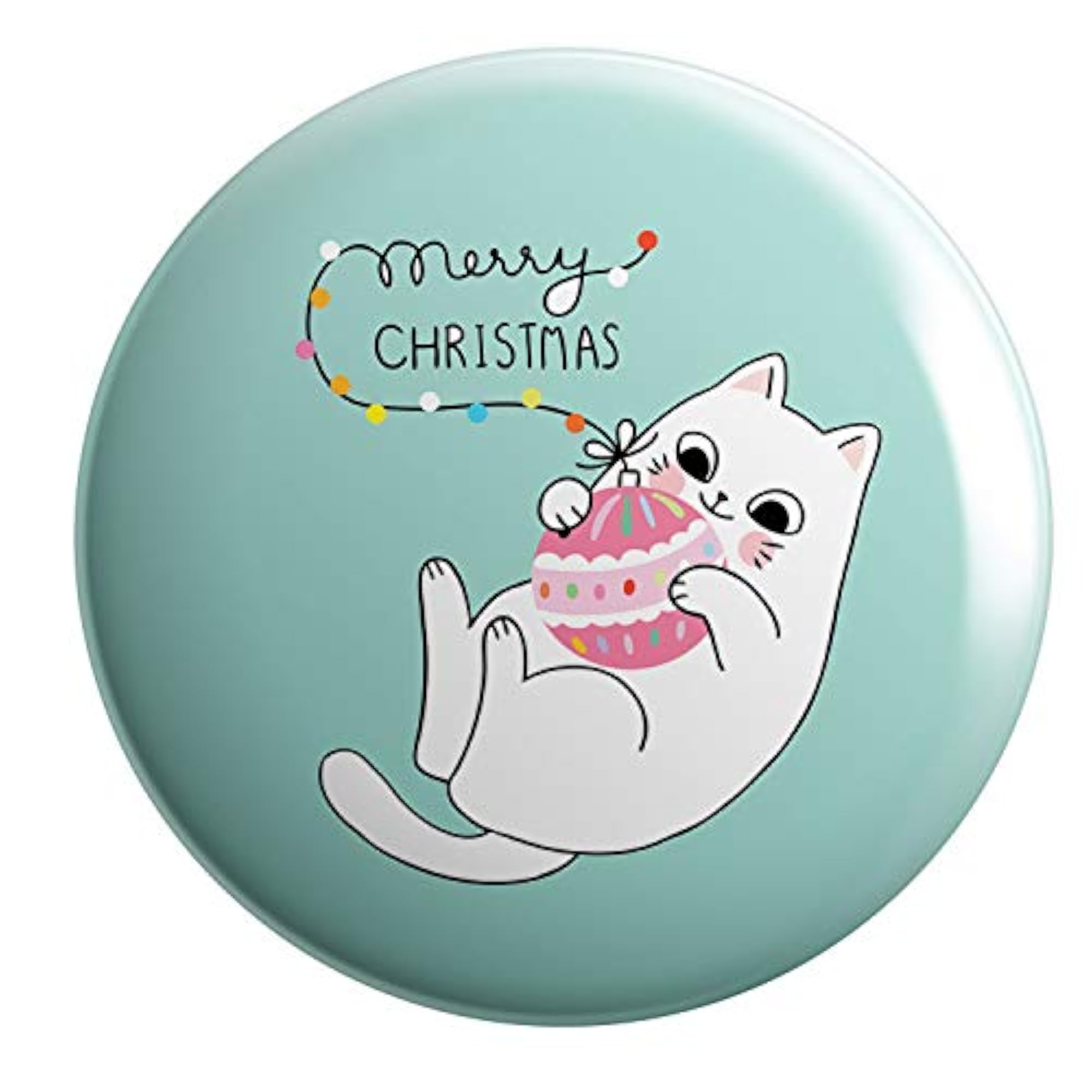 Mom's Charm Custom Pin Button Badge - Christmas Cat