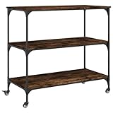 vidaXL Kitchen Trolley - Smoked Oak, Engineered Wood, 102x50x95 cm - Mobile and Stationary Options for Home Use