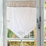 - Voilage fin Autrefois Rideau Enrouleur et Brise bise, Lin brodé, Voilage Broderie, Style Charme, Petit Rideau Fin, Decoration pour fenetre de Cuisine, Salle de Bain, Salon, versaille (Ivoir, 60 x 90 cm)