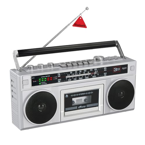 Kuephom Cassette Tape Player Boombox with Bluetooth and AM/FM/SW Radios
