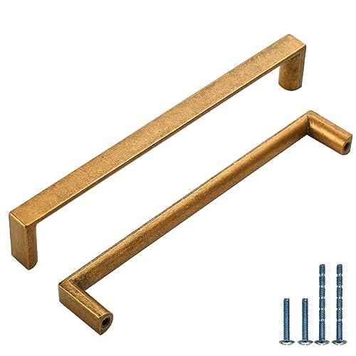Image of 10 Pack 6.3 Inch(160mm) Kitchen Cabinet Handles Antique Brass Cabinet Pulls Kitchen Cabinet Hardware Drawer Pulls for Dresser Cupboard Wardrobe
