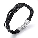 Stil: Trendy Herren Boho Schmuck Vintage Punk Wickelarmband Layered Leder Kette Armbänder Multi Layer Bangles Boyfriend Geschenk schwarz Farbe