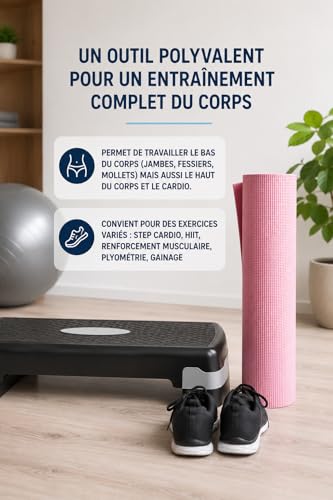 Step Fitness Réglable 20 cm Hauteur - Stepper Sport Maison - Antidérapante – vue 5