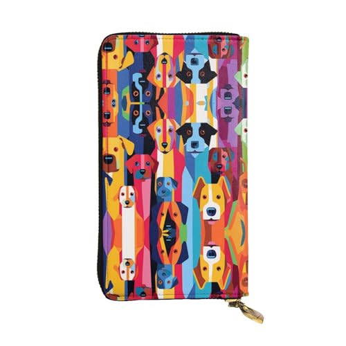 Porte-cartes de crédit long et portable en cuir imprimé chien