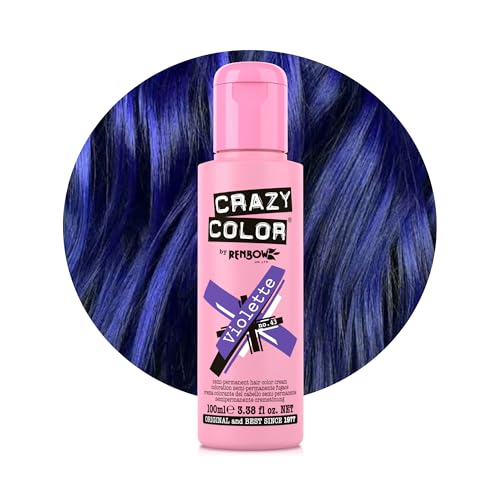 Crazy Color Vibrant Violette Semi-Permanent Hair Dye. Highly Pigmented Deep Purple Conditioning & Oil Nourishing Vegan Formula | No Bleach or Ammonia | 100ml