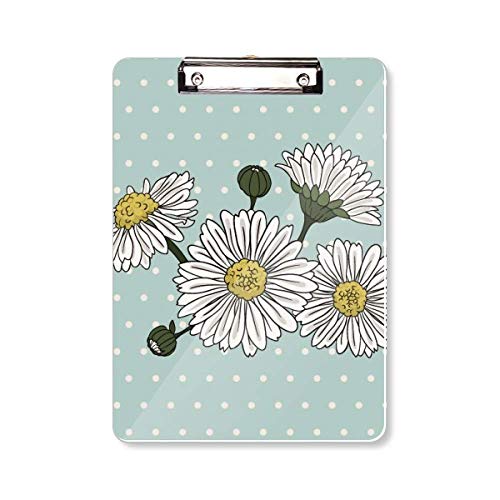Plaque arrière A4 chrysanthème blanc et bloc d'écriture pour vos notes de réunion