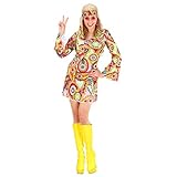 Incluye: Vestido y diadema WIDMANN Widman - Disfraz de hippie años 60s para mujer, talla XL (S/7618H)