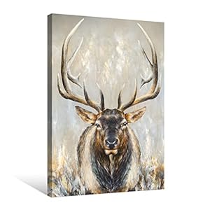 SEVEN WALL ARTS Moose Canvas Wall art Abstract Wildlife Elk Deer Picture Large Vintage Animal Painting for Bedroom Living Room Farmhouse Decor 24"x36" SEVEN WALL ARTS Moose Canvas Wall art Abstract Wildlife Elk Deer Picture Large Vintage Animal Painting for Bedroom Living Room Farmhouse Decor 24×36