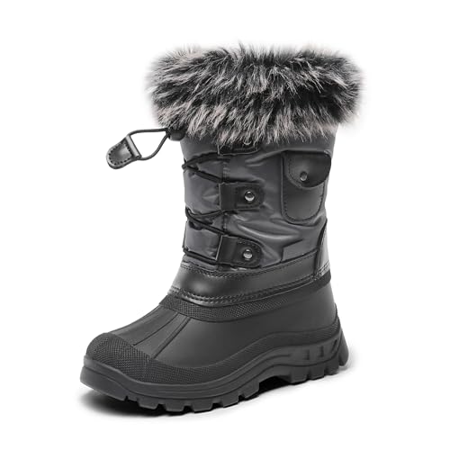 DREAM PAIRS Girls Snow Waterproof Winter Boots,Grey/Black,13 Little Kid - image 1