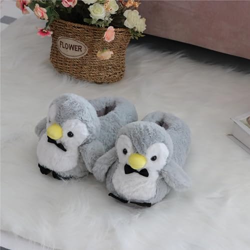 Image of Cute Women Penguin Animal Slippers Fluffy Warm Plush House Shoes Novelty Soft Slippers Cartoon Gifts for Birthday Christmas