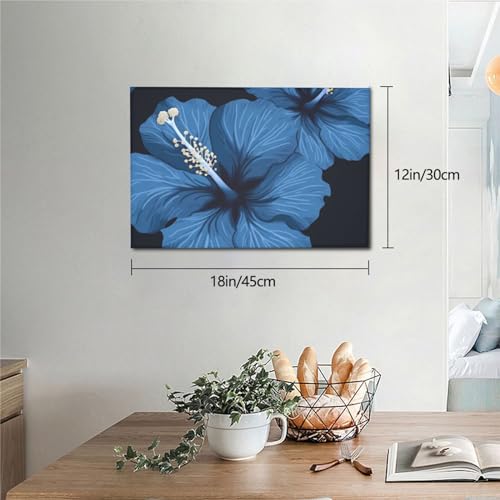 Impression sur toile d'hibiscus bleu 30,5x45,7 cm déco murale salon chambre