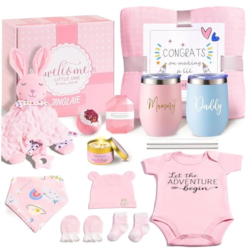 Image of New Mom Gift Basket - First Time Mom Care Package, New Parents Gifts for Couples with Baby Clothes & Tumblers, Pregnancy Gifts for Expecting Mom, Gender Reveal Presents for Parents to Be