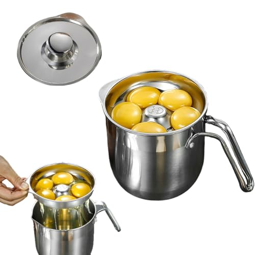 Separador De Huevos De Acero Inoxidable, Juego De 3 Piezas, Con Tapa Y Asa, Accesorio Auxiliar for Cocinar Y Hornear, for Hacer Crema for Pasteles(L)