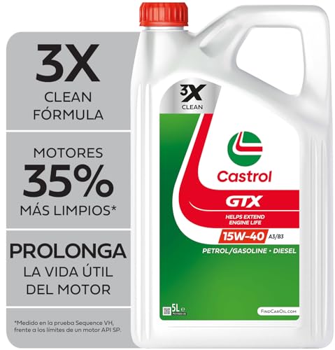 Castrol GTX 15W-40 A3/B3 Aceite de Motor 5L, Versión actual