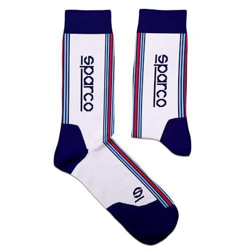 Sparco Calcetines Diseño Martini-R Talla 41-46 Blanco/Azul Marino Calzini, Bianco, 41 Unisex-Adulto