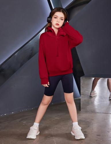 Image of Arshiner Girls 2 Piece Outfits Sweatsuit Half Zip Sweatshirt and Sweatpants | Fall Winter, Drop Shoulder Long Sleeve, Thumbhole Hoodies, with Sweatpant, Jogger Set, Sweat Set, Tracksuits with Pockets