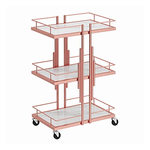 Carrito de estética H3TF5J para peluquería y hogar con tres estantes de mármol sintético
