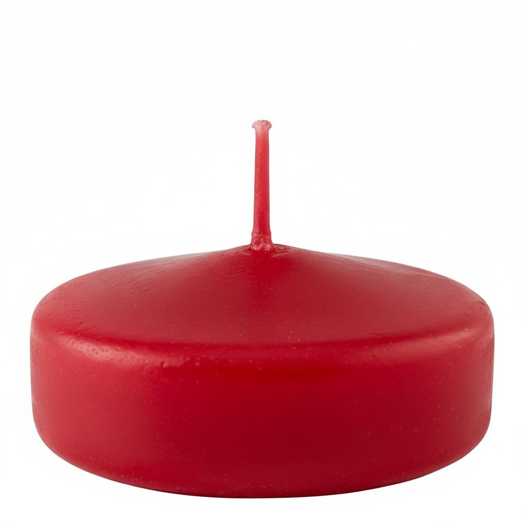 Pack of 28 Floating Candles - Diameter 5 cm - 5.5 Hours Burn Time - Red Colour Cereria Di Giorgio