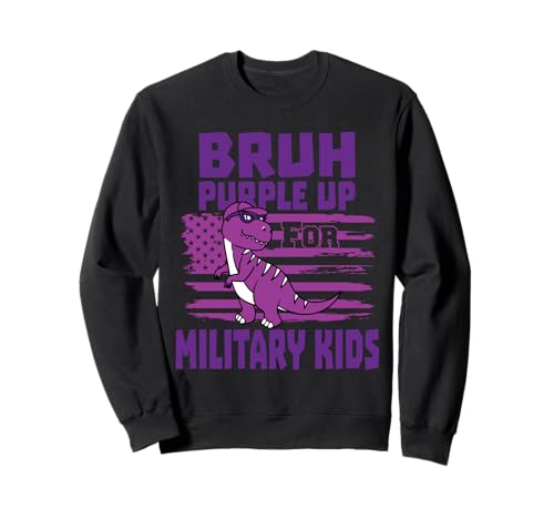 Bruh Purple Up For Military Kids Militar Niño Mes Divertido Sudadera