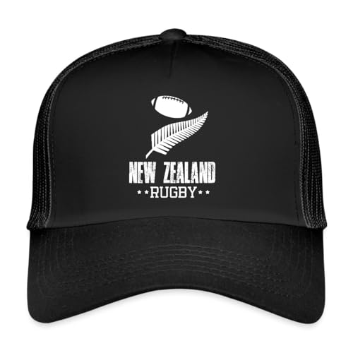 Spreadshirt Maillot De Rugby Nouvelle Zélande Casquette Trucker, Taille Unique, Noir/Noir