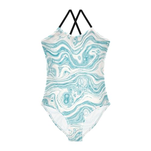 GuoChe Liquid Fluid Blue Water Flow Kids Swimsuits 1-Piecing Swimsuits for Teen Girls Toddler Bathing Suit