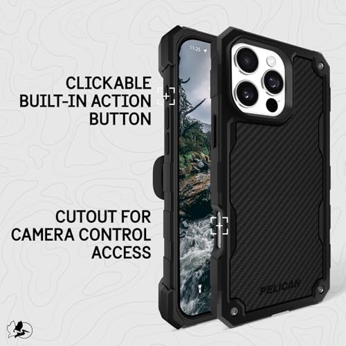 Pelican Shield iPhone 16 Pro Max Case [Compatible with MagSafe] Rugged Phone Case w/ 21ft Military-Grade Drop Protection - Heavy Duty Phone Cover w/Belt Clip Holster for iPhone 16 Pro Max - Carbon by Pelican - Image 4