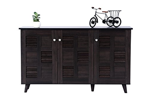 DeckUp Cove 3-Door Engineered Wood Shoe Rack with Wooden Legs (Da...