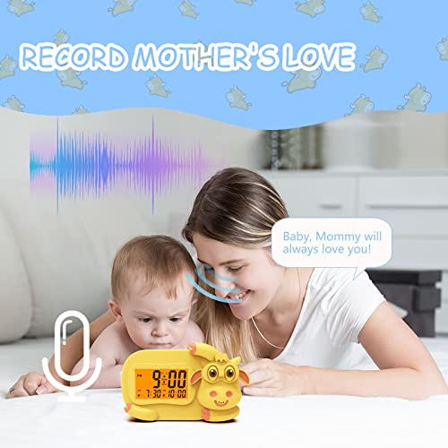 Perpurity Digital Alarm Clock For Kids Sleep Trainer Time Aid Dual Alarms Nightlight Daylight Rise Children's To Wake Clock For Toddlers Alarm Clocks For Bedroom(Yellow Cow) #TOP4