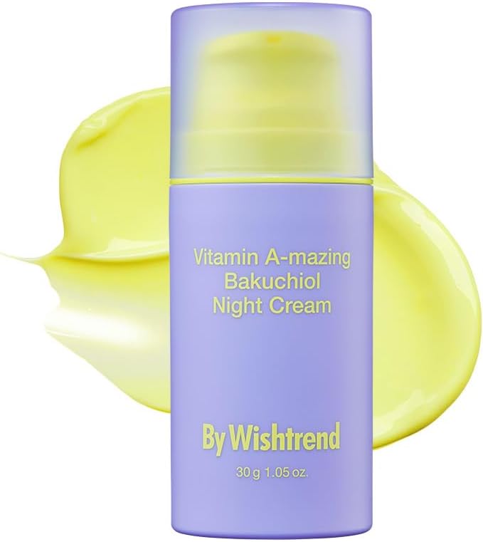 By Wishtrend Vitamin A-mazing Bakuchiol Night Cream, Retinal moisturizer to start well-aging, Retinol, Night treatment for fine line, saggy, dry skin for sensitive skin, 1.05 oz, 30g