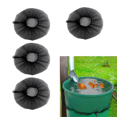 Mesh Cover for Rain Barrels, 4pcs Water Collection Buckets Tank Protector with Drawstring Adjustable Water Butt Net for Home Outdoor Garden (Diameter 60cm)