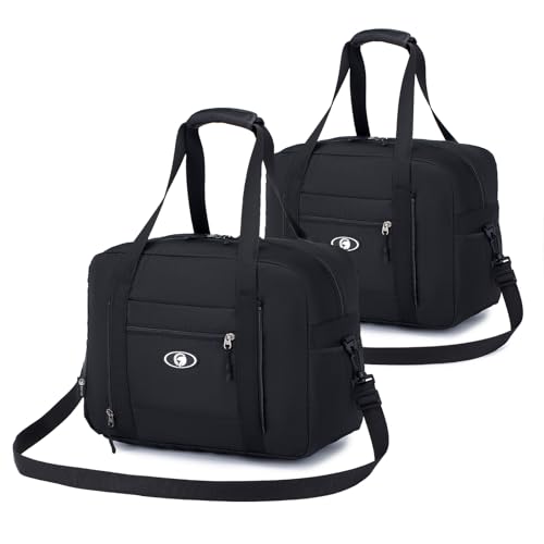 BAGZY 2pcs/set Bagaglio a Mano 40x30x20 Wizzair, Impermeabile Borsa Cabina da Viaggio Aereo Pieghevole, per Parto Ospedale, da Ginnastica Borsa Del Fine Settimana Borse da Palestra (Nero+Nero)