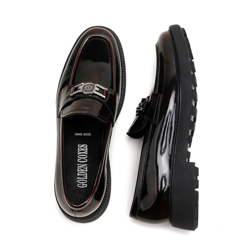Image of Premium Mens Leather Dress Shoes, Classic Formal Alligator Printed Business Loafer Handmade Buckle Party Wedding Penny Shoes Father's Day Shoe for Men, Black