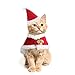 LESYPET Cat Santa Hat, Cat Christmas Hat with Cloak Small Dog Christmas Costume for Christmas, New Year