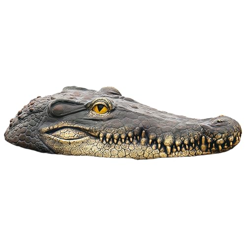 LUMINFLY Floating Alligator Head Decoy, 12.6 in Pool & Pond Decoration, Realistic Crocodile Appearance, Synthetic Resin, for Garden & Yard