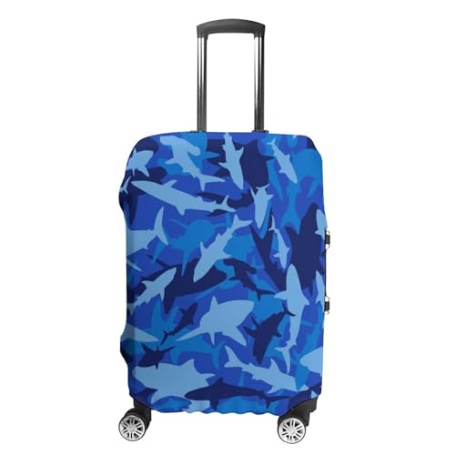 Shark Camo Travel Luggage Cover Protector, Washable Suitcase Protector Anti-scratch Spandex Baggage Covers Fits XL