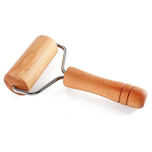Lasenersm 1 Piece 9.5Cm Wide Wood Pastry Pizza Roller Wooden Brayer Wooden Rolling Pins Wood Dough Roller 5D Diamond Painting Tool Wooden Roller For Baking Or Ceramic Pottery Clay Working cover