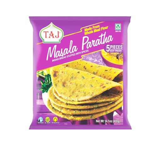 Taj Masala Paratha - Made from Whole Meal Flour, Indian Bread Stuffed with Spices, No Preservatives from Indian Origin, 400g (Pack of 2)