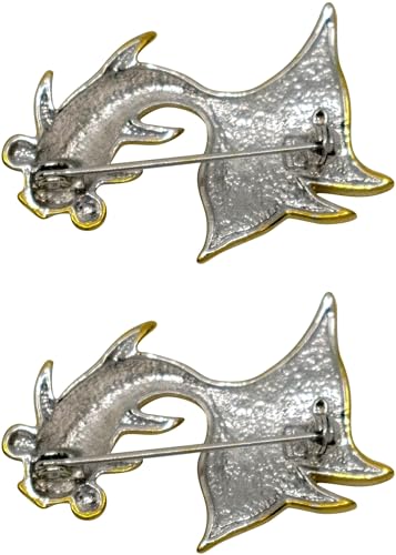 Image of Set of 2 Brooch Lapel Pins With Rhinestones