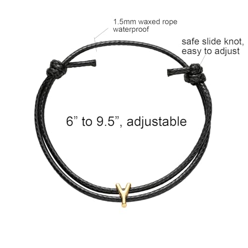 Pulsera artesanal ajustable de cuerda con inicial para mujeres y hombres miniatura 4