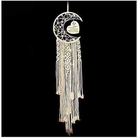 Moon Dream Catcher Gifts for Mom, Beige Macrame Wall Hanging Decoration with Night Light, Present from Daughter Best Mom Gift for Mother's Day Birthday Cover