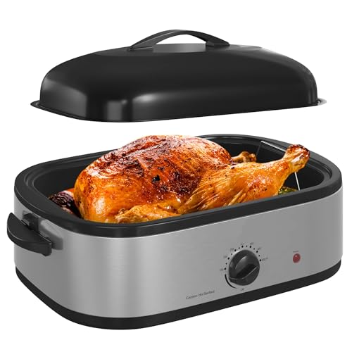 Comparison: Best 14 Quart Roaster Oven 8 14 Quart Electric Roaster Oven, Turkey Roaster Oven with Self-Basting Lid, Stainless Steel Roaster Pan, Silver