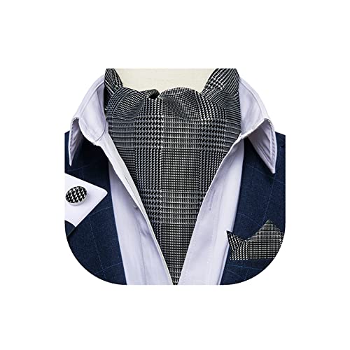 Image of DiBanGu 3PCS Ascot Ties for Men Wedding Jacquard Woven Silk Ascot Cravat for Men Cravat Tie and Pocket Square Set