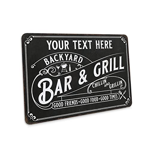 Backyard Bar and Grill Personalized Sign Patio Décorative Signs Porch