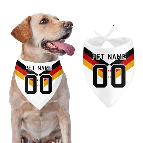 Personalised Dog Bandana,Individual Pet Scarf with Name Number, Germany Jersey for Small,Medium to Large Dogs (Home Games)