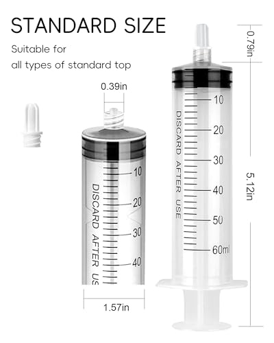 Image of 60ml Luer Lock Syringe without Needle - 60cc Plastic Syringes, Sterile, Individually Sealed, Pack of 50