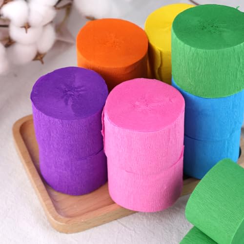 Koogel Crepe Paper Streamers 12 Rolls 984ft, 6 Colors Streamers Party Decorations for Party Birthday Wedding Baby Shower Rainbow DIY Supplies 1.8 Inch x 82 Ft/Roll