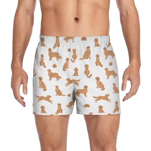 JHKKU Men's Golden Retriever Dogs Boxer Shorts Cotton Boxers Underwear